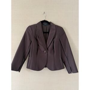 Carmen Marc Valvo Collection Silk Blazer in Chocolate Brown – Size 8